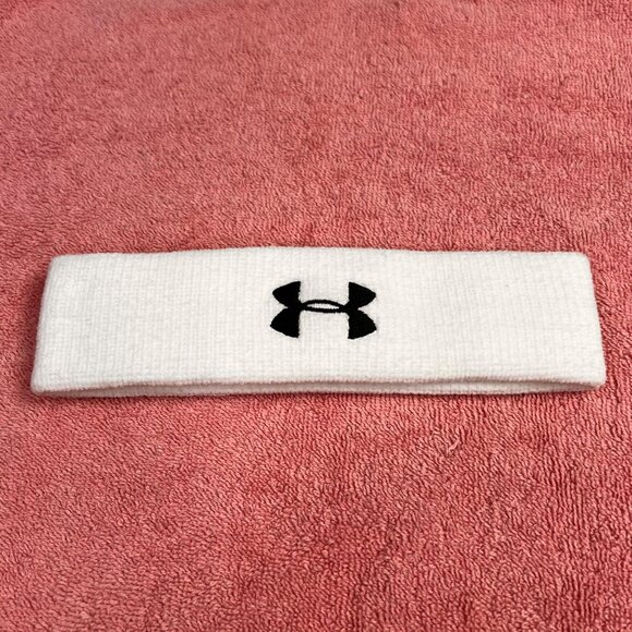 Under Armour Terrycloth Headband Sweat Band White Adult Unisex Logo Sports - Picture 1 of 4